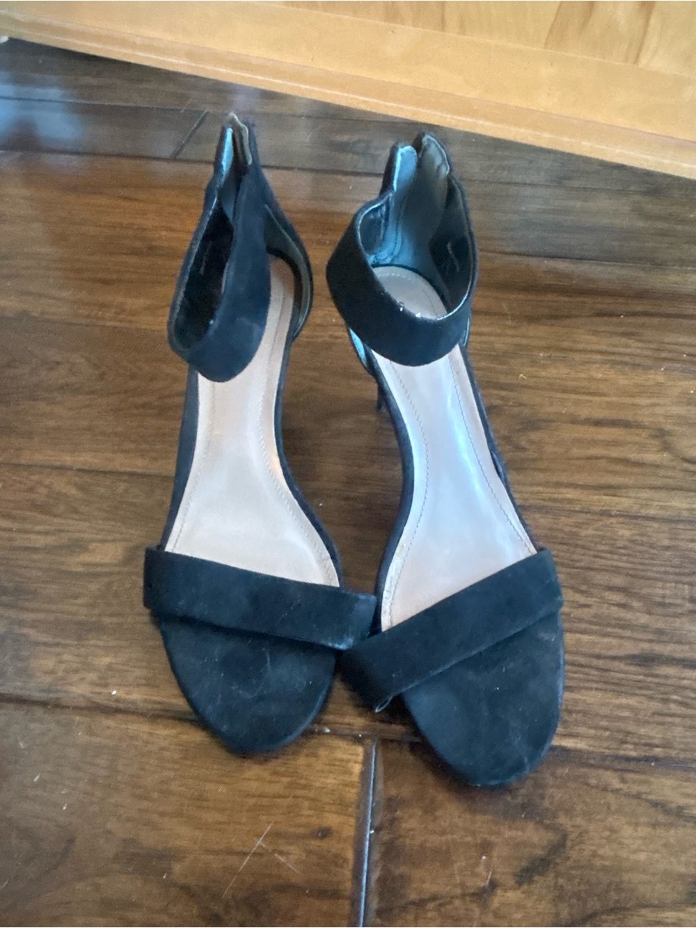Style & Co Black Ankle Strap Kitten Heel Sandals Back Zip Size 9.5M